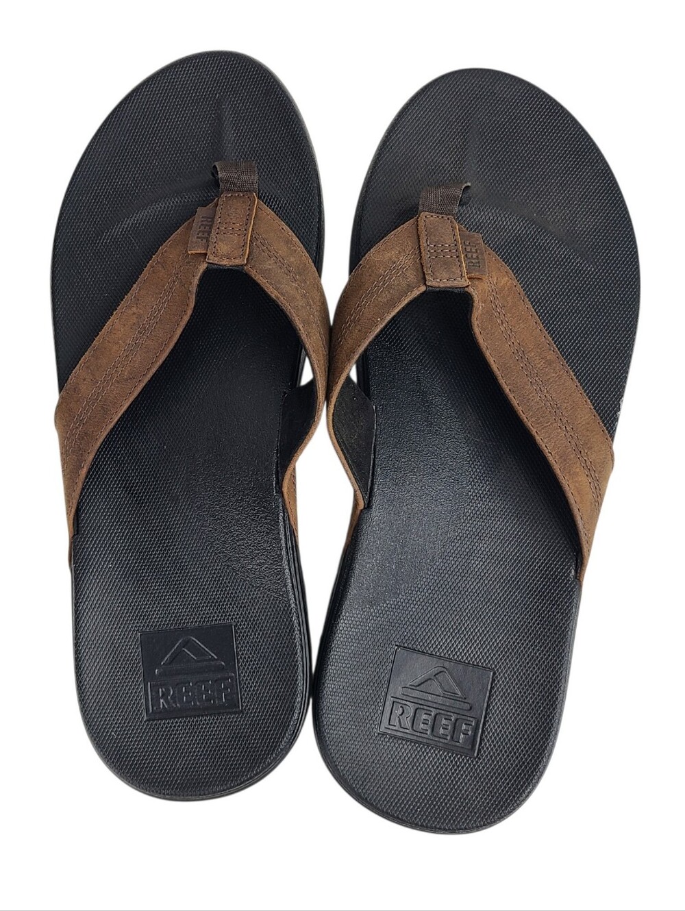 Reef Cushion Phantom LE Brown Leather Flip Flops Men's Size 13